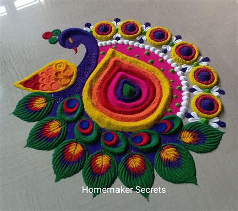 Peacock Rangoli In Rangoli Designs Photos Simple Rangoli Border