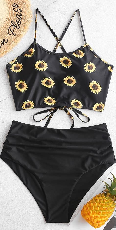 Sunflower Lace Up Ruched Tankini Swimsuit Artofit