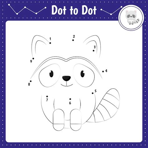 Premium Vector Connect The Dots Raccoon Animal Dot To Dot Educational