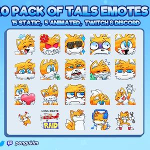 Miles Tails Prower Static Animated Emotes For Twitch Youtube