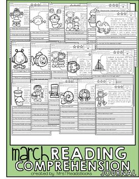 March Reading Comprehension Journal No Prep By Mrs T Reads Books