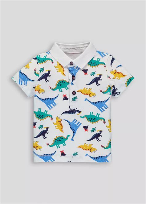 Kids Short Sleeve Dinosaur Polo Shirt 9mths 6yrs Multi Polo Kids