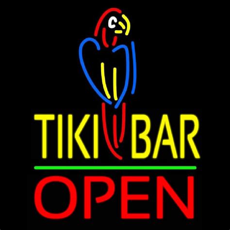 Custom Tiki Bar With Parrot Open Neon Sign Usa Custom Neon Signs Shop