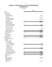 Ch Balance Sheet August Xlsx Puppy Luv Pampered Pooch Celine