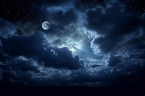 Premium Photo | Full moon cloudy night sky aesthetic background