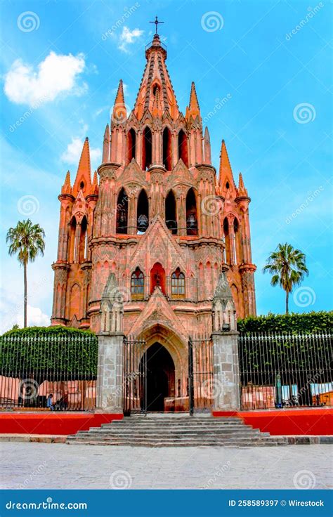 Vertical Shot Of The Facade Of Parroquia De San Miguel Arcangel