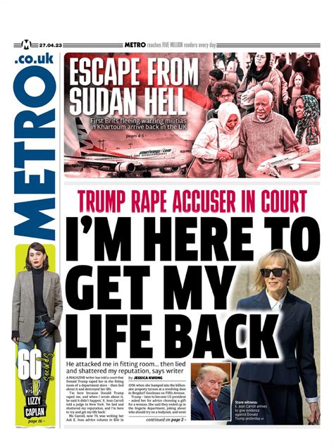 Metro Front Page 27th Of April 2023 Tomorrows Papers Today