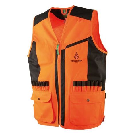 Gilet De Chasse Resistant Treeland Camo Orange Avec Deux Poches