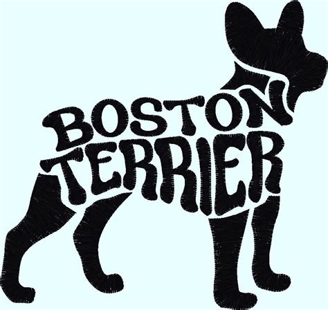 Embroidery Design Digitized Boston Terrier Text 5 X 7 Etsy