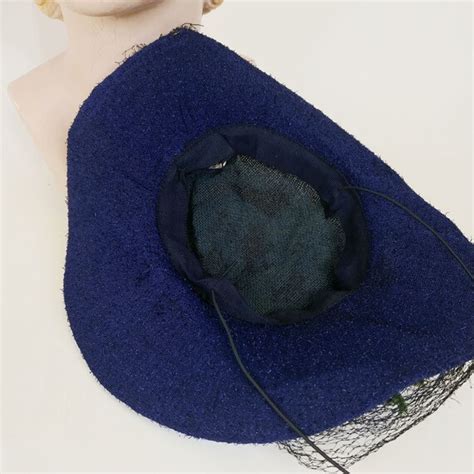 S Blue Suitor Tilt Hat Vintage S Floral Dark Gem