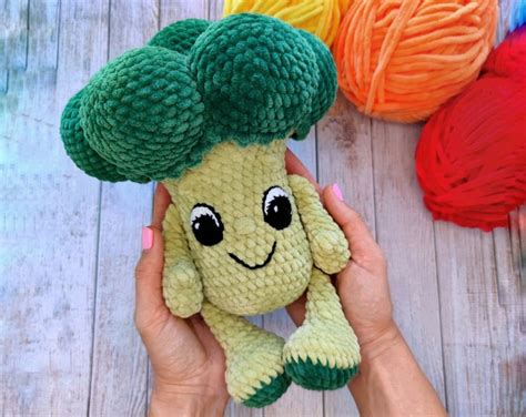 Personalized Crochet Broccoli And Mushrooms Table Ornament With