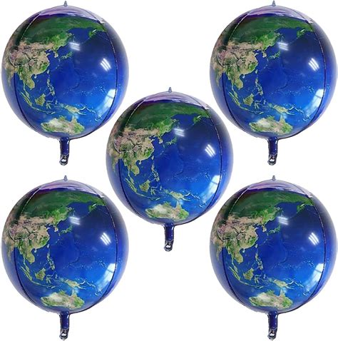 Ancllo 5pcs Earth Globe Balloons 22 Inch World Map Balloons4d Mylar