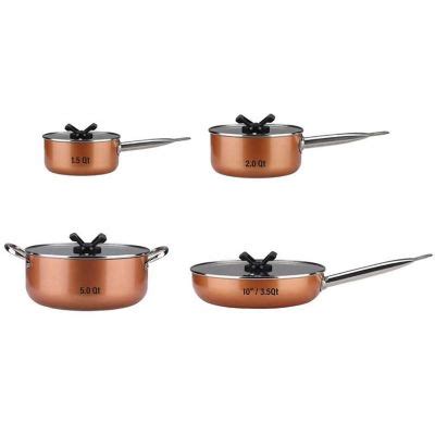 Gourmet Edge Stackable Stainless Steel Nonstick Cookware Set Pots W