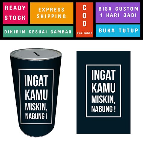 Jual Ryani Bisa Custom Kata Celengan Kaleng Karakter Unik Souvenir