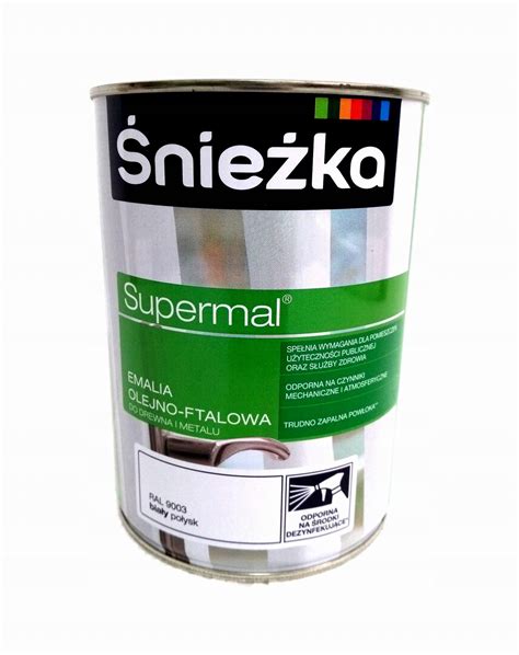 Śnieżka supermal emalia 0 8L RAL 9003 BIAŁY POŁYSK 11782250660 Allegro pl