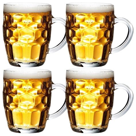 Vonshef Set Of 4 Pint Style Beer Mugs Traditional Beer Glasses By Domu