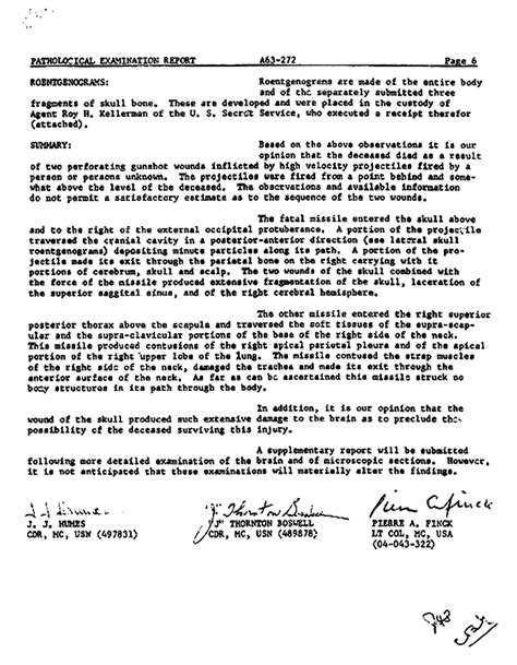 Coroner: JFK Autopsy Report | The Smoking Gun