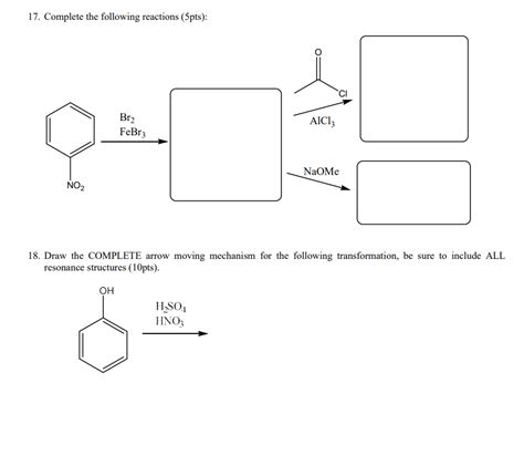 Solved 17. Complete the following reactions ( \\( 5 | Chegg.com 