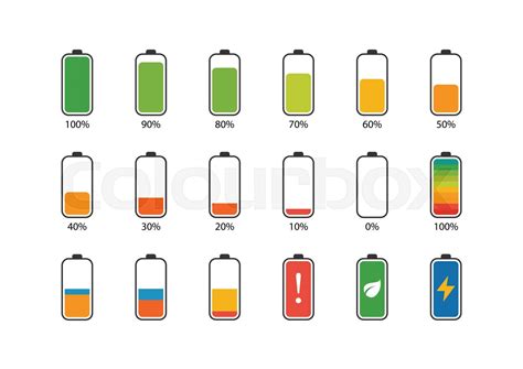 Battery percentage icon set | Stock vector | Colourbox