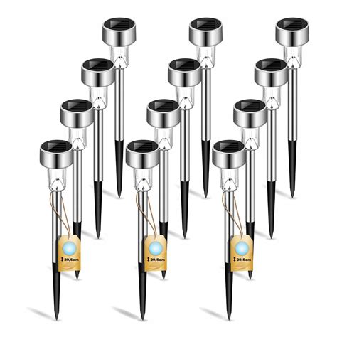 12x Lampa Ogrodowa LED Solarna Wbijana Satyna INOX CHROM NNLED