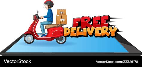 Free Delivery Logo With Bike Man Or Courier Vector Image