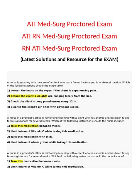 ATI Med Surg Proctored Exam Scholarfriends