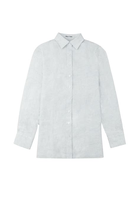 Thomas Mason Light Blue Linen Boyfriend Shirt By Knot Standard