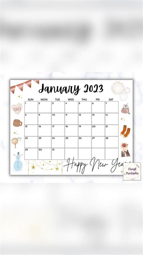 2023 Calendar- January Calendar- January 2023- Printable Calendar