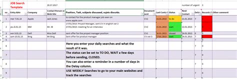 Excel Job Tracking Template