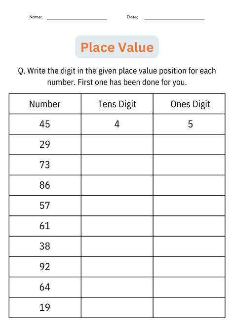 Identifying Place Value Number Math Activities Worksheets For 1st And 2nd