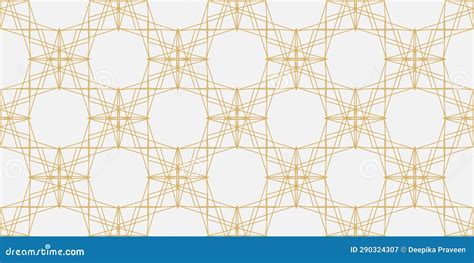 White And Gold Luxury Line Art Seamless Pattern Stock Vector