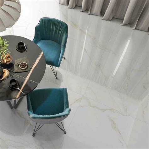 Calacatta Gold Gloss Marble Effect Porcelain Floor Tiles Tiles