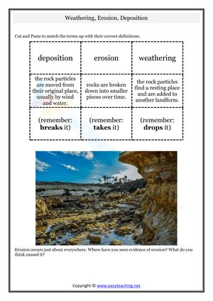 Weathering Erosion And Deposition Worksheets