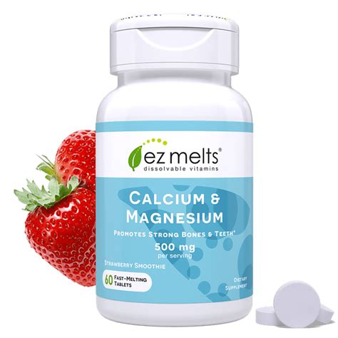 Ez Melts Health Formula Calcium Magnesium Vitamin D3 500mg 60 Tablets Vegan Fast