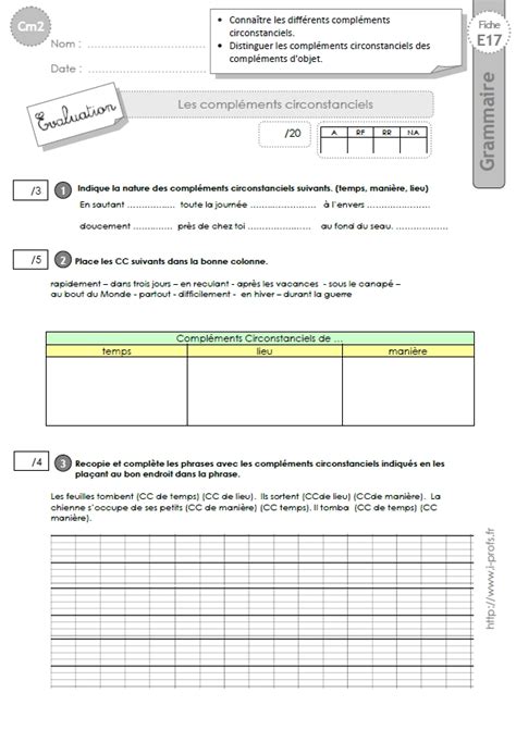 exercices 5ème compléments circonstanciels