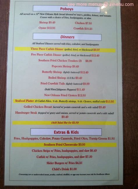 Menu at Stone House Restaurant, Purvis