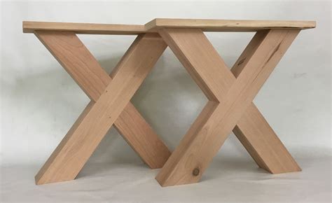 Chunky Solid Cherry X Style Farmhouse Coffee Table Legs 17