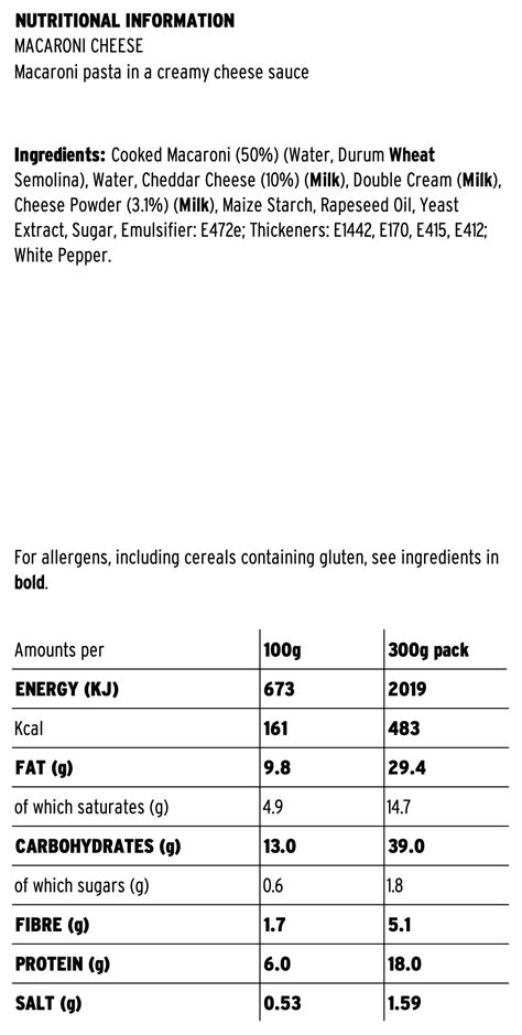 BASE FUELNutritional Information - Macaroni Cheese MRE – Resilient ...