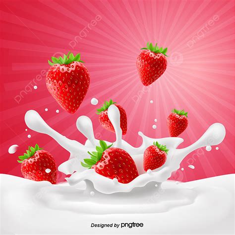 Milk Strawberries Vector PNG Images Vector Strawberry Milk Strawberry