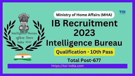 IB Recruitment 2023 Apply For 677 SA And MTS Posts