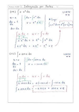 Lista de exercícios integrais indefinidas Derivada Primitiva