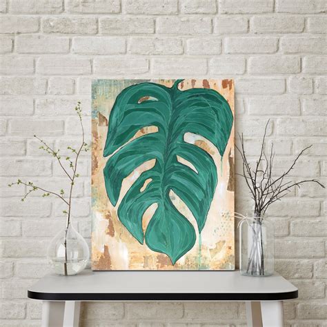 Tropical Decor Gold Leaf Painting Original Botanical Acrylic Painting