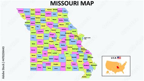 Missouri Map. State and district map of Missouri. Political map of ...