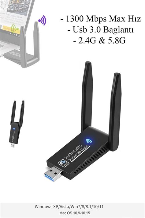 CONOCER Yüksek Kalite Çift Antenli Ac1300 Mbps Dual ÇİFT Bant Usb 3 0