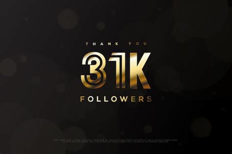 31 000 follower mit glänzenden goldenen zahlen Premium Vektor