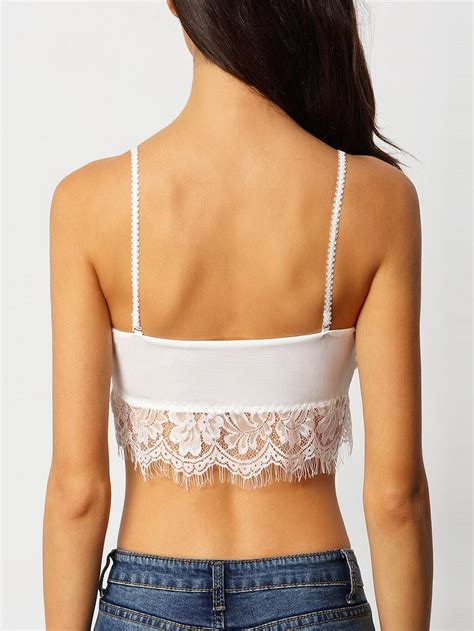 White Spaghetti Strap Lace Lingerie Sheinsheinside