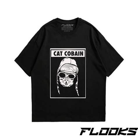 Jual Flooks Tshirt Vintage Cat Cobain X Kurt Cobain Nirvana Kaos Music