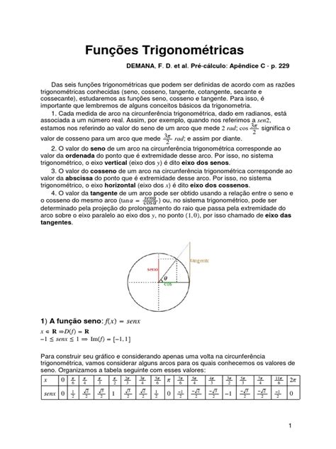 10 Funções Trigonométricas Pdf Trigonometria Matemática Elementar