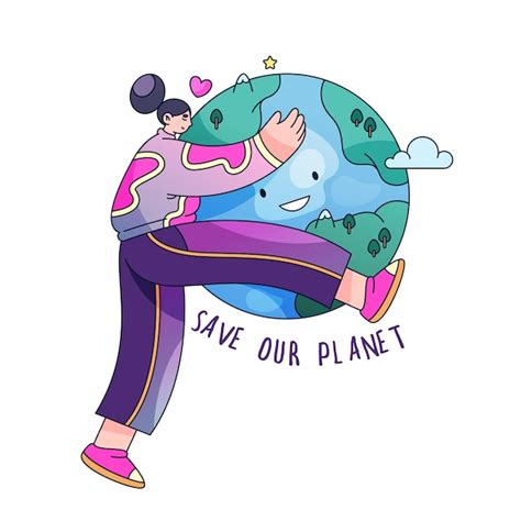 Imagem Vetorial Do Dia Da Terra Eco Salvar Tema Do Planeta Vetor Premium