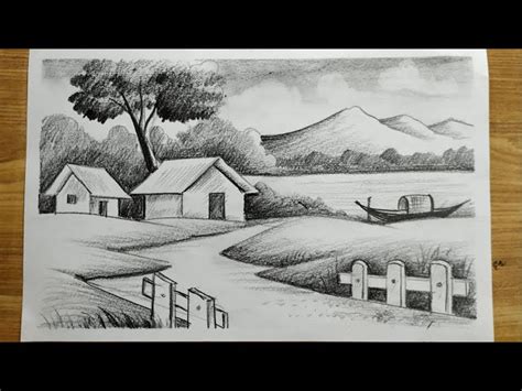 Village Scenery Drawing Tutorial Easy Drawing With Pencil, 41% OFF